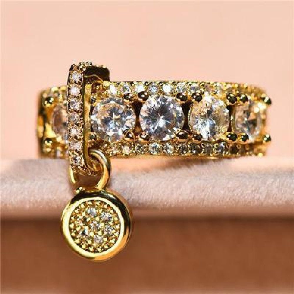 Women's New Disc Inlaid Zircon Ring