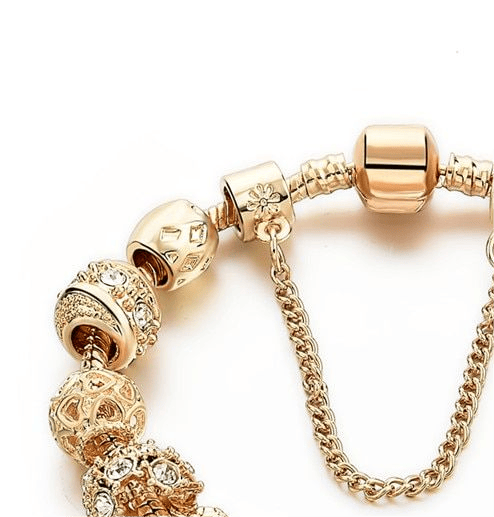 New Large-hole Bead Bracelet Gold Diamond Color-retaining Gold-plated Women's Bracelet