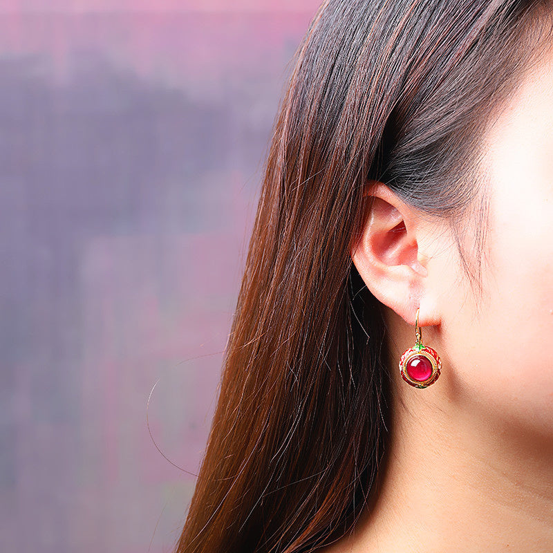 Fashion Earrings Silver Jewelry Ethnic Enamel