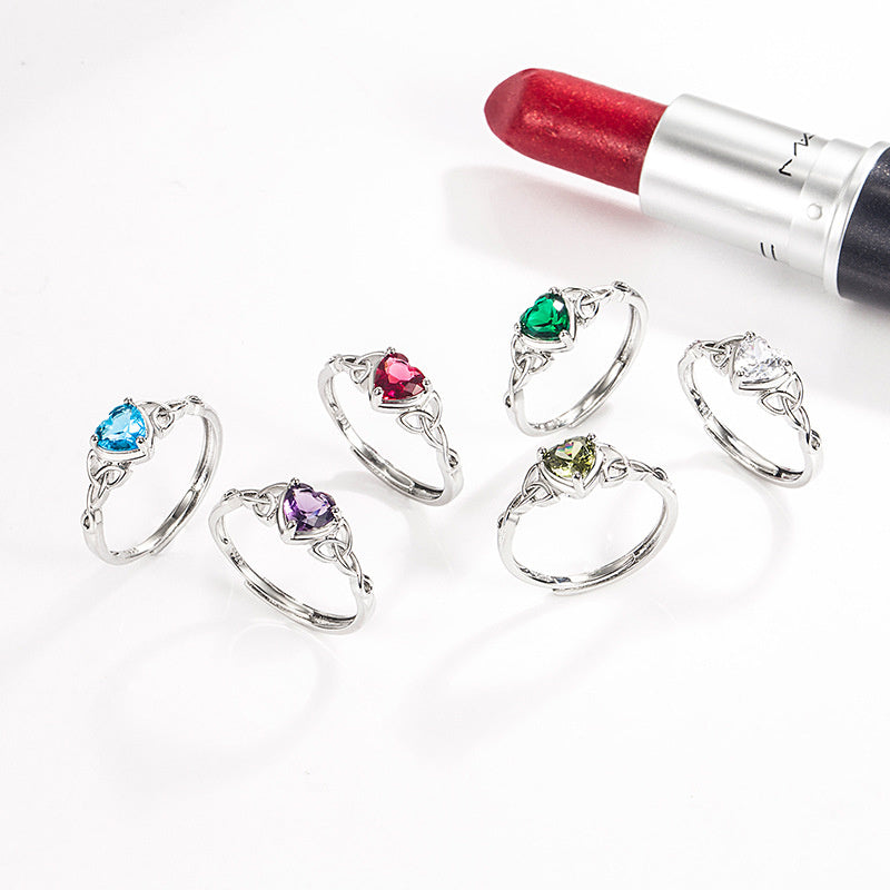 Multi-coloured Heart-shaped Emerald Zirconia Ring For Women