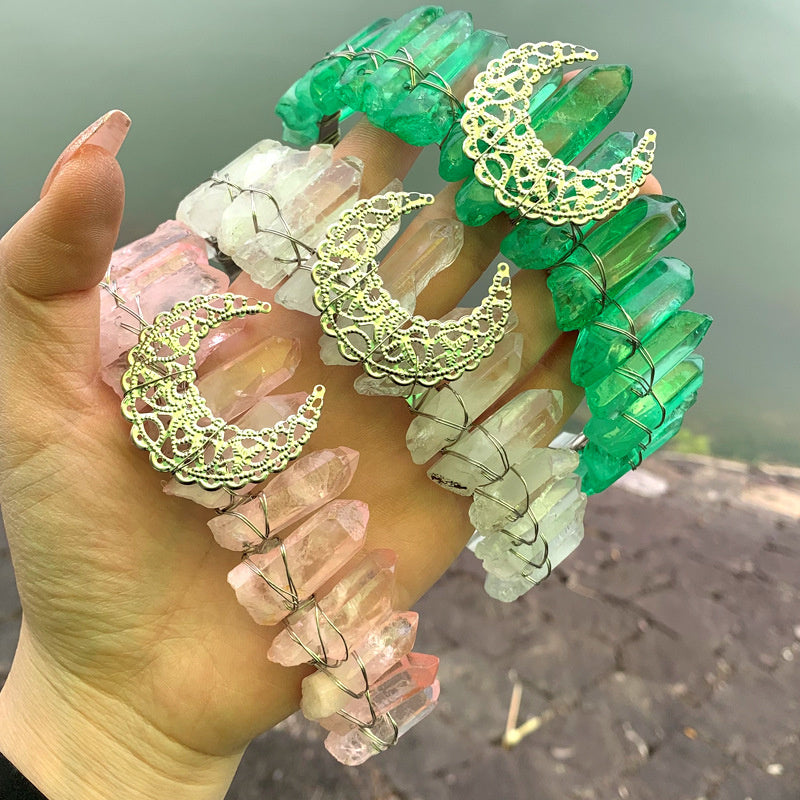 Natural Crystal Rainbow Crown Hair Band
