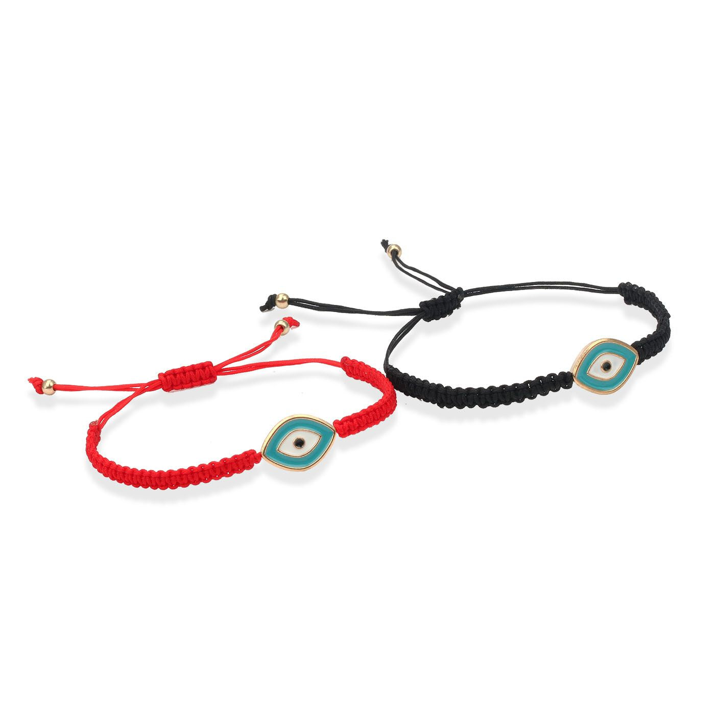 Red Flat Knot Braid Teal Devil's Eye Bracelet Adjustable Lucky Accessories