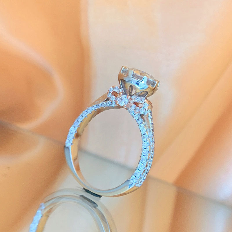 Mossanite Color Electroplating 18k Rose Gold Diamond Ring