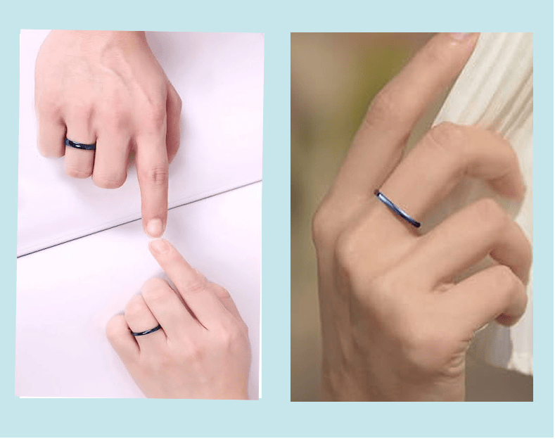 Factory Direct Sales Wide Surface 24mm Blue Titanium Steel Ring Polished Wedding Ring Men And Women Engagement Simple And Comfortable Neutral Ring