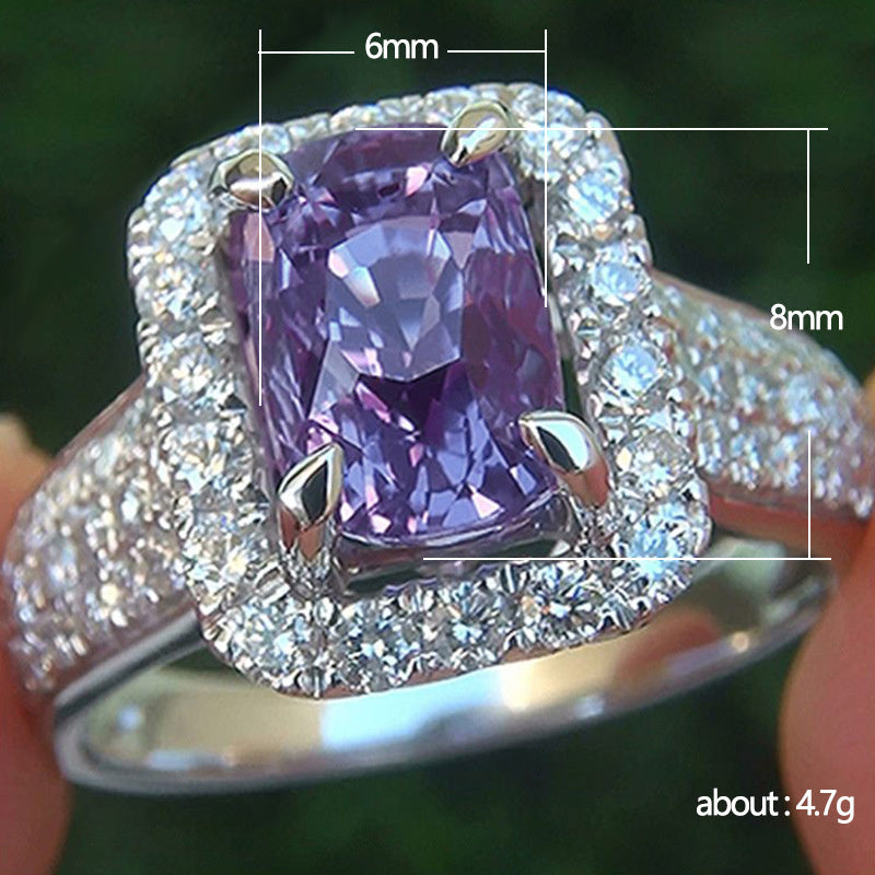Double Claw Encrusted Square Zircon Ring