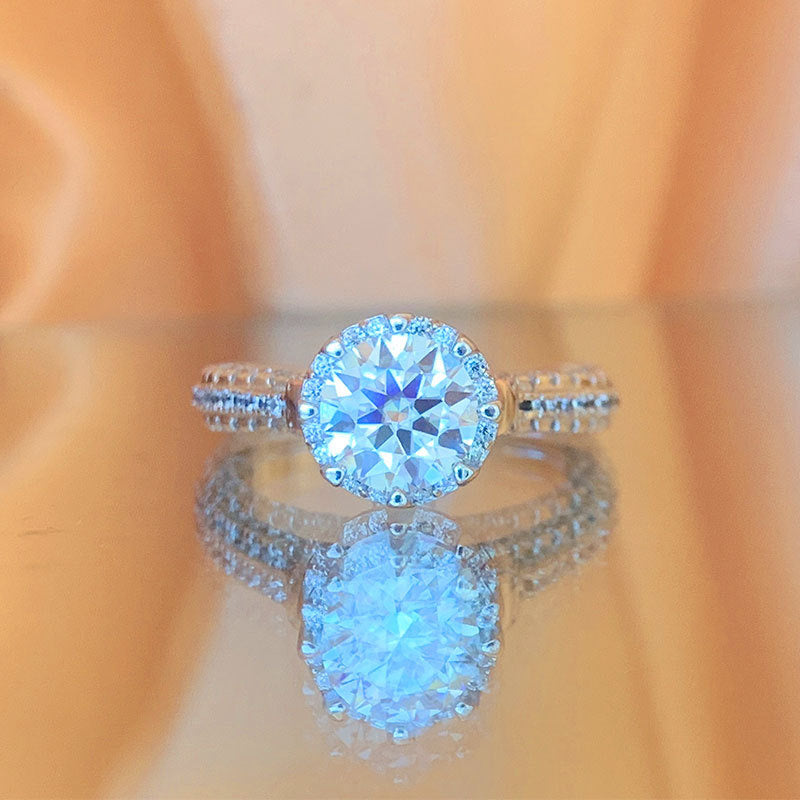 Mossanite Color Electroplating 18k Rose Gold Diamond Ring