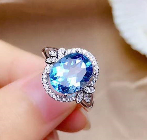 Women's Small Flower Sapphire Diamond Ring