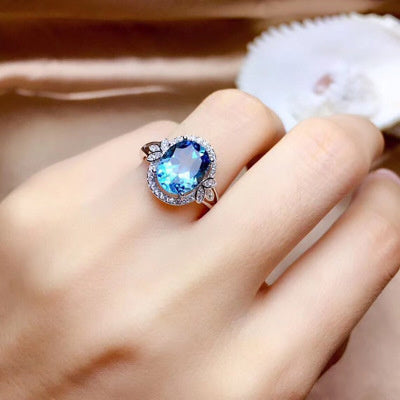 Women's Small Flower Sapphire Diamond Ring