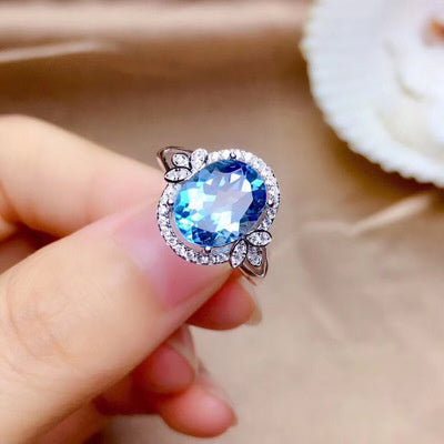 Women's Small Flower Sapphire Diamond Ring