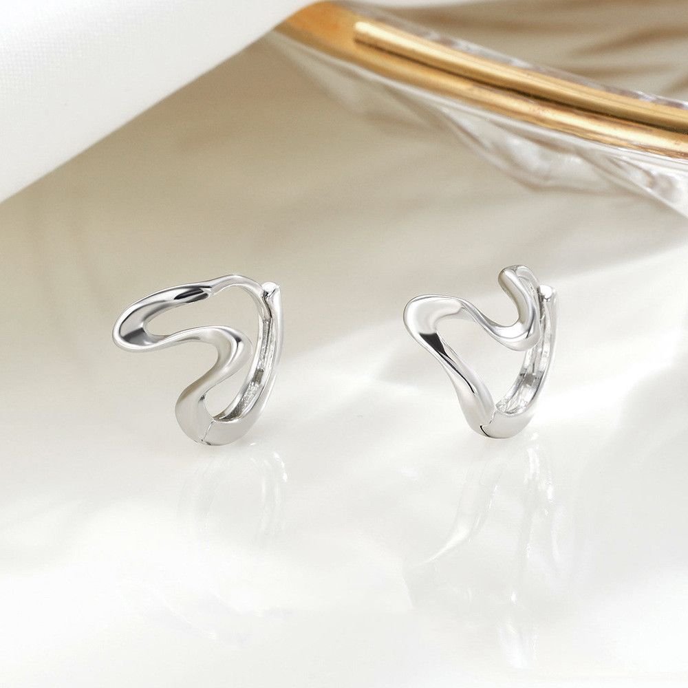 Small Design Jewelry Sterling Silver Irregular Earrings