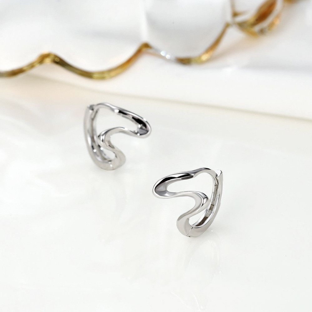Small Design Jewelry Sterling Silver Irregular Earrings