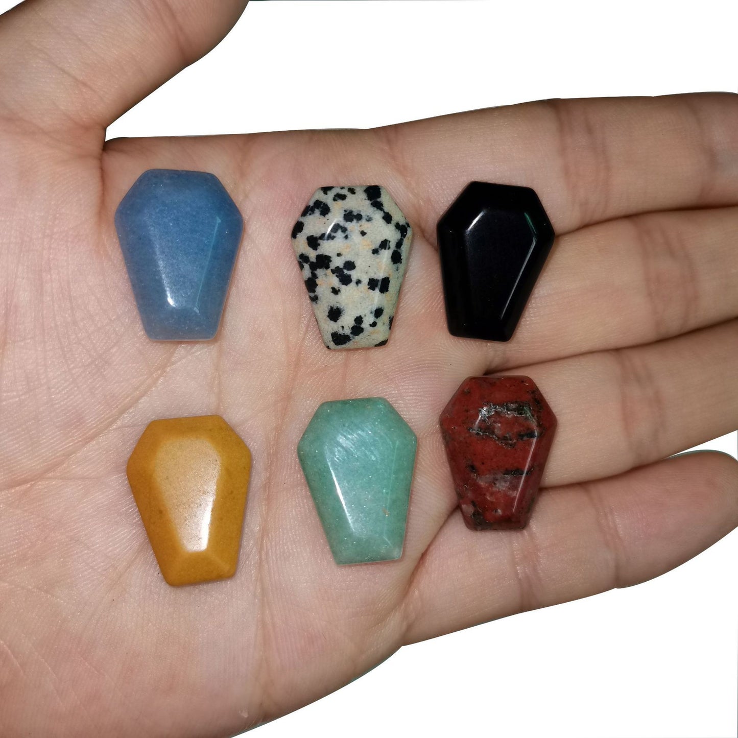 Natural Crystal Agate Mini Coffin Plate Pendant Piece Gem Small Plate Halloween Decorations