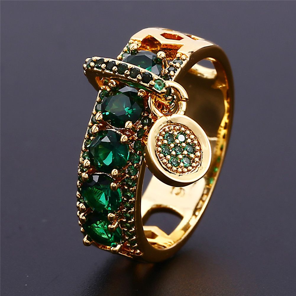 Women's New Disc Inlaid Zircon Ring