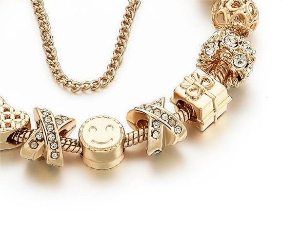 New Large-hole Bead Bracelet Gold Diamond Color-retaining Gold-plated Women's Bracelet