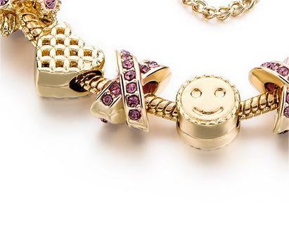 New Large-hole Bead Bracelet Gold Diamond Color-retaining Gold-plated Women's Bracelet