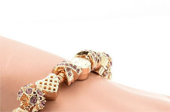 New Large-hole Bead Bracelet Gold Diamond Color-retaining Gold-plated Women's Bracelet