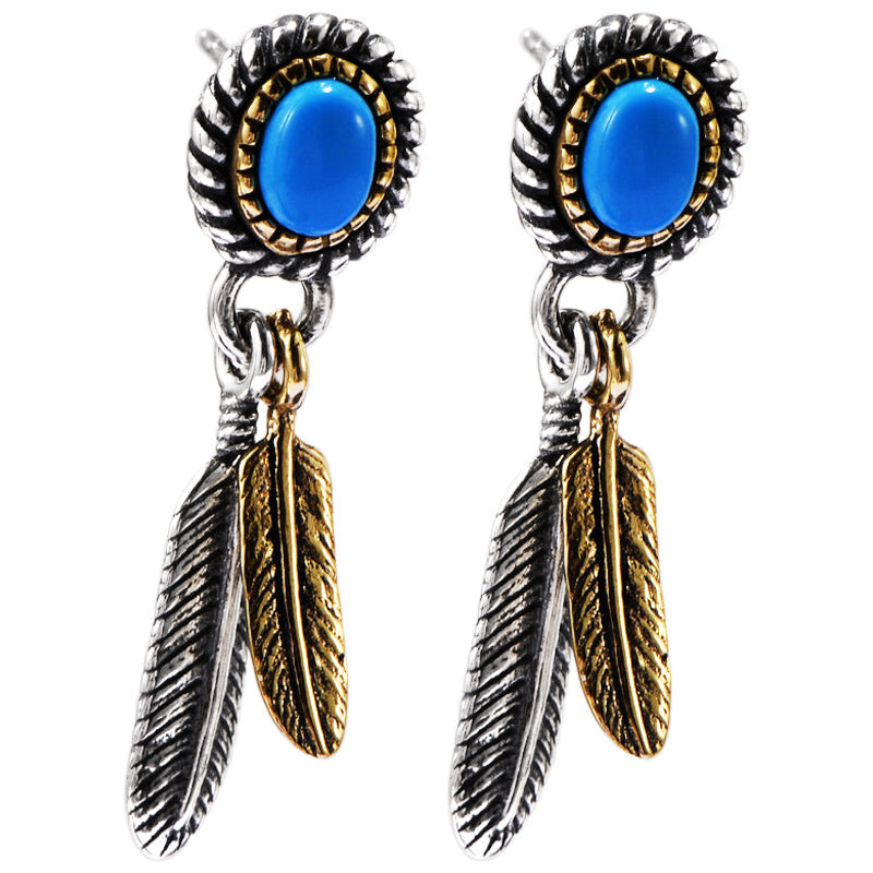 Sterling Silver Vintage Indian Feather Earrings