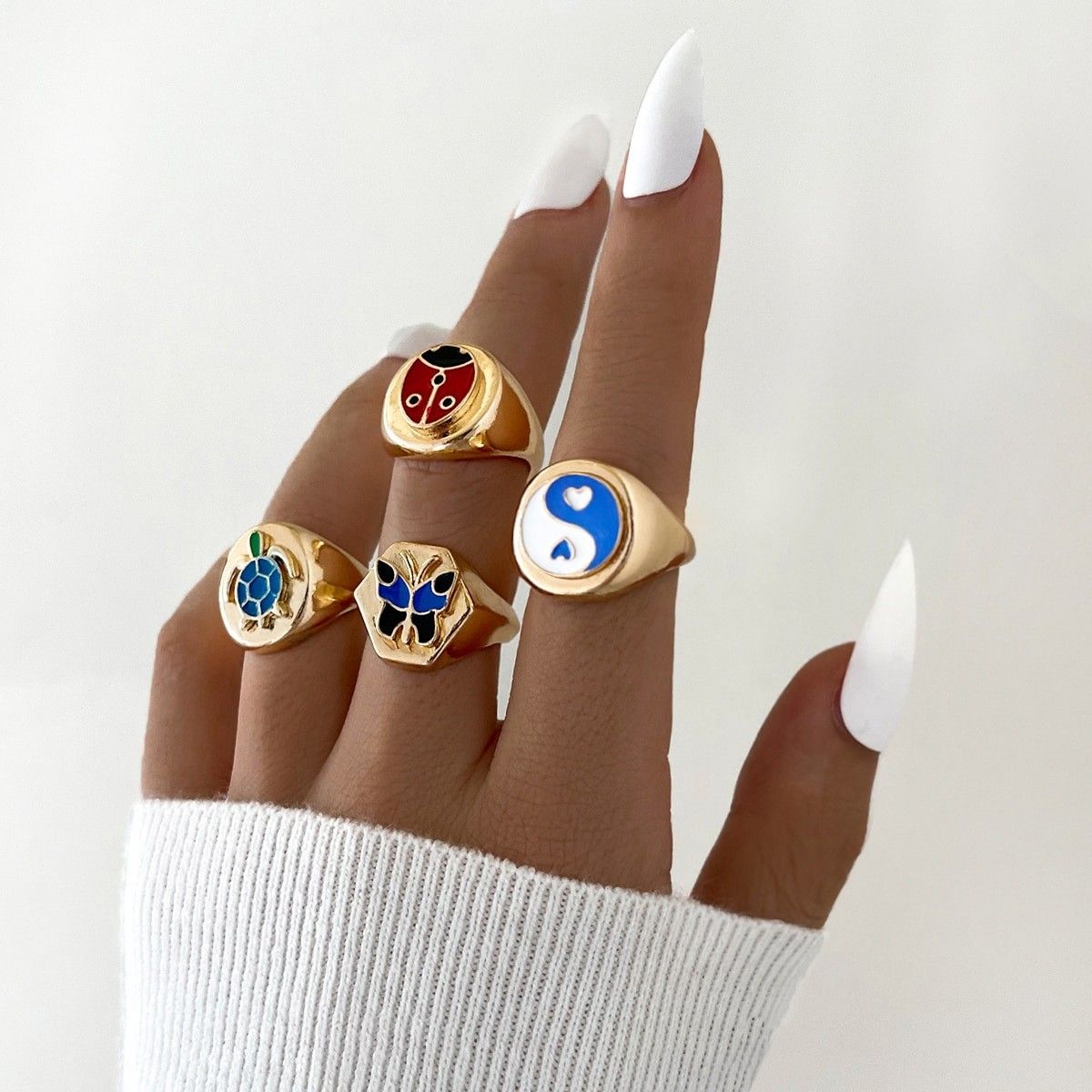 Sweet Tai Love Oil Dripping Ring Set