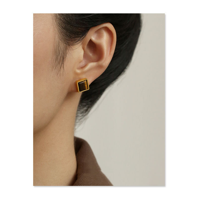 Women's Retro Fashion Minimalism Natural Stone Stud Earrings