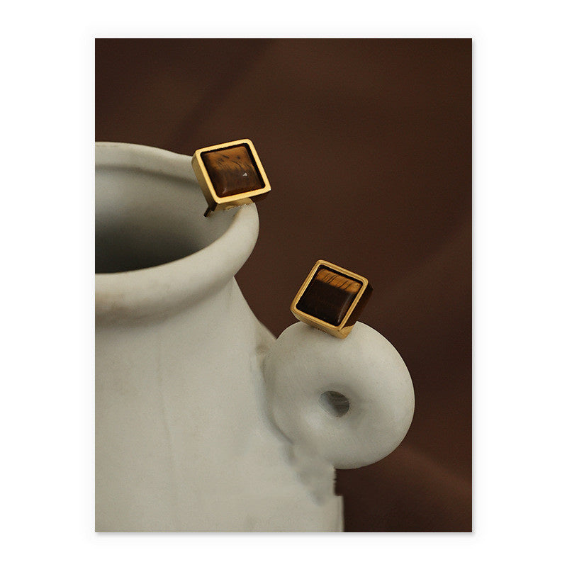 Women's Retro Fashion Minimalism Natural Stone Stud Earrings