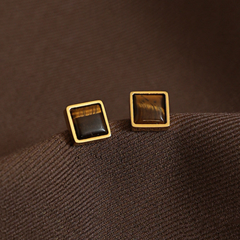 Women's Retro Fashion Minimalism Natural Stone Stud Earrings