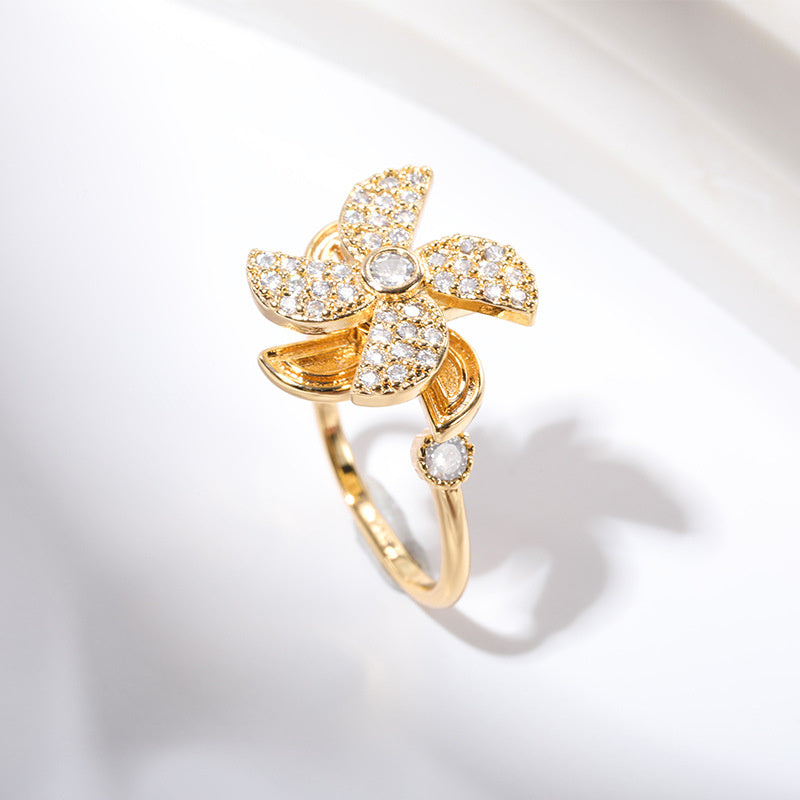 Small And Delicate New Rotary Windmill Ear Stud Earrings