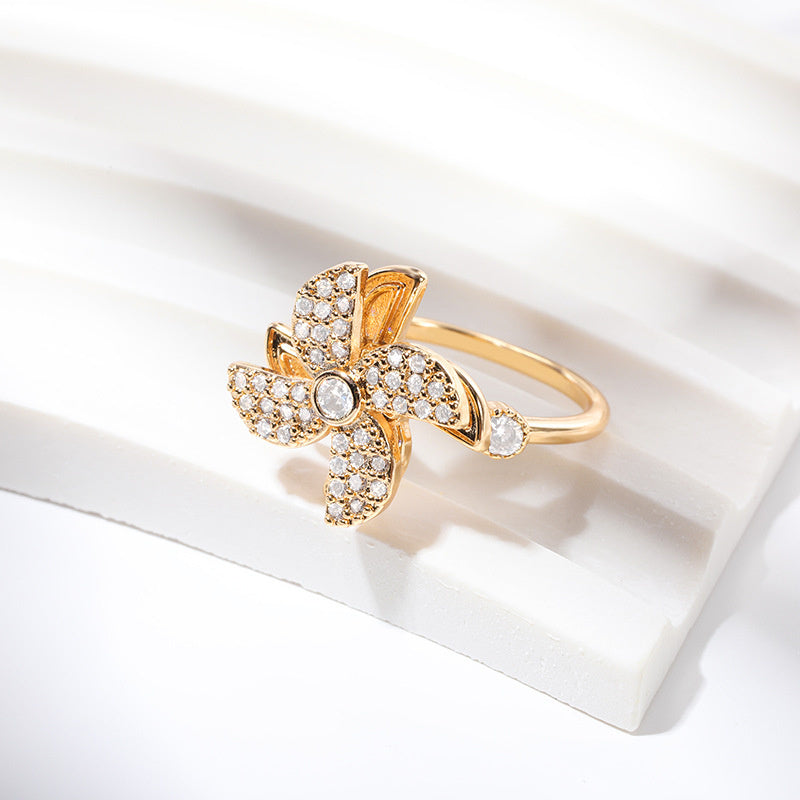 Small And Delicate New Rotary Windmill Ear Stud Earrings