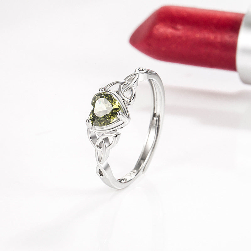 Multi-coloured Heart-shaped Emerald Zirconia Ring For Women