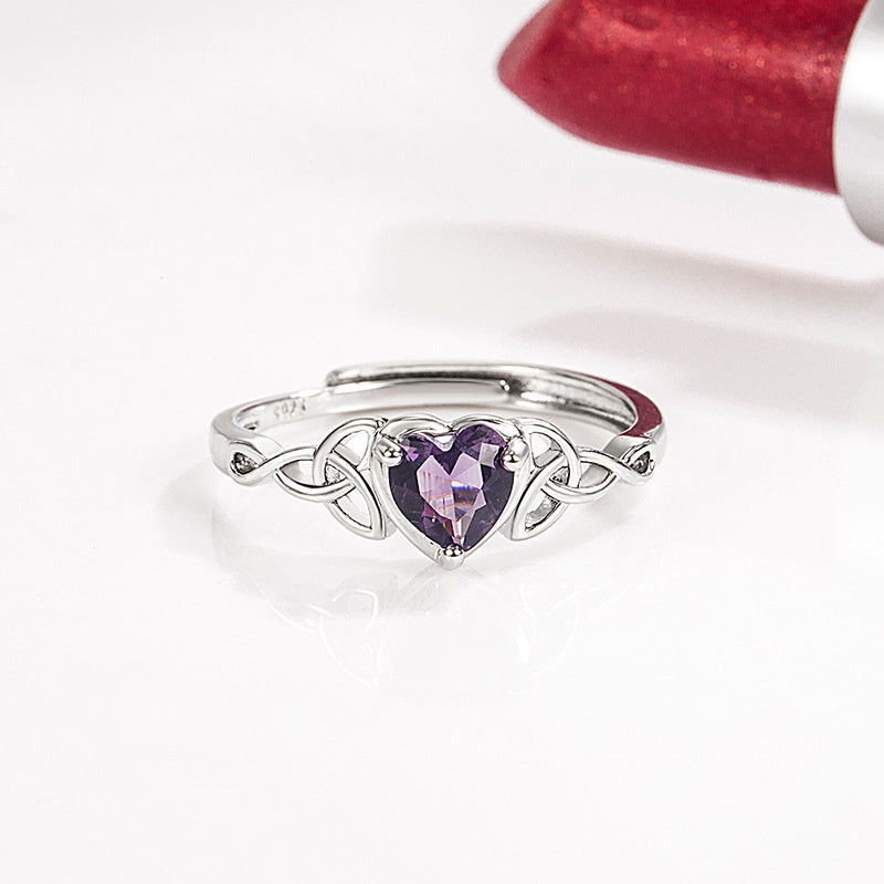 Multi-coloured Heart-shaped Emerald Zirconia Ring For Women