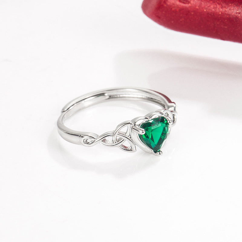 Multi-coloured Heart-shaped Emerald Zirconia Ring For Women