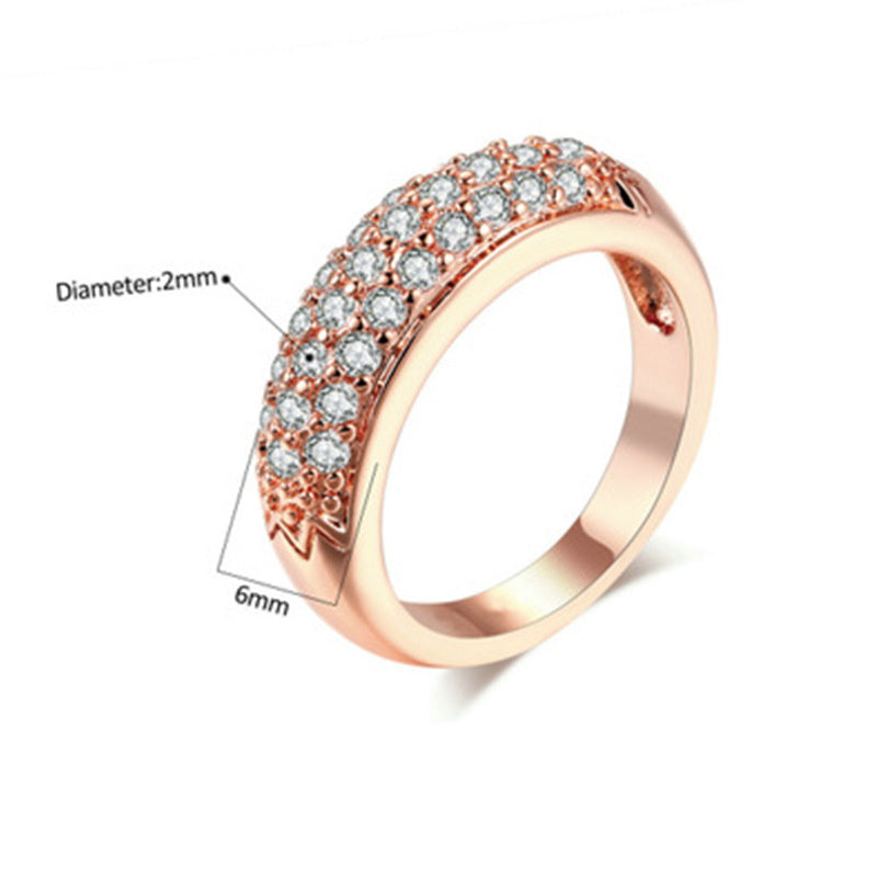 Fashion Half Side Three Row Zircon Ring