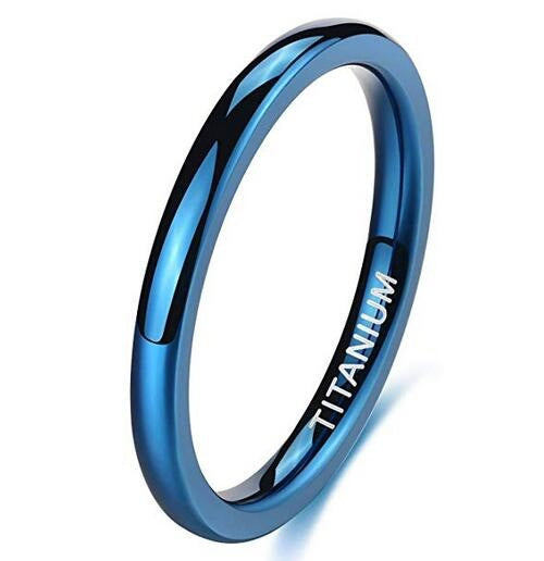 Factory Direct Sales Wide Surface 24mm Blue Titanium Steel Ring Polished Wedding Ring Men And Women Engagement Simple And Comfortable Neutral Ring