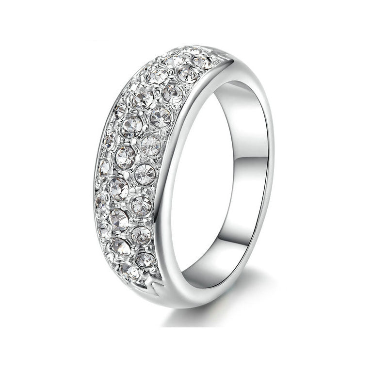 Fashion Half Side Three Row Zircon Ring