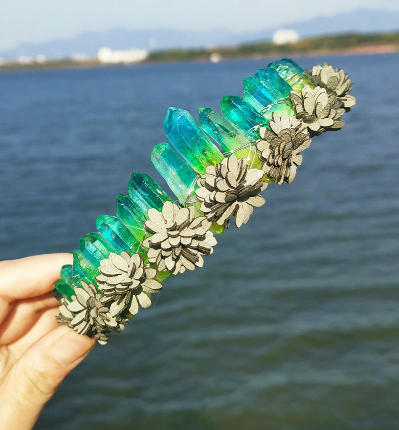 Natural Crystal Rainbow Crown Headband