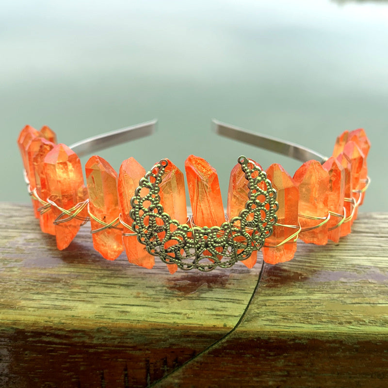 Natural Crystal Rainbow Crown Hair Band