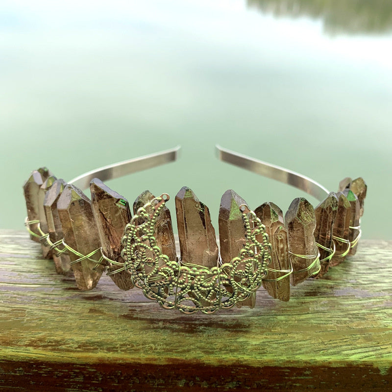 Natural Crystal Rainbow Crown Hair Band