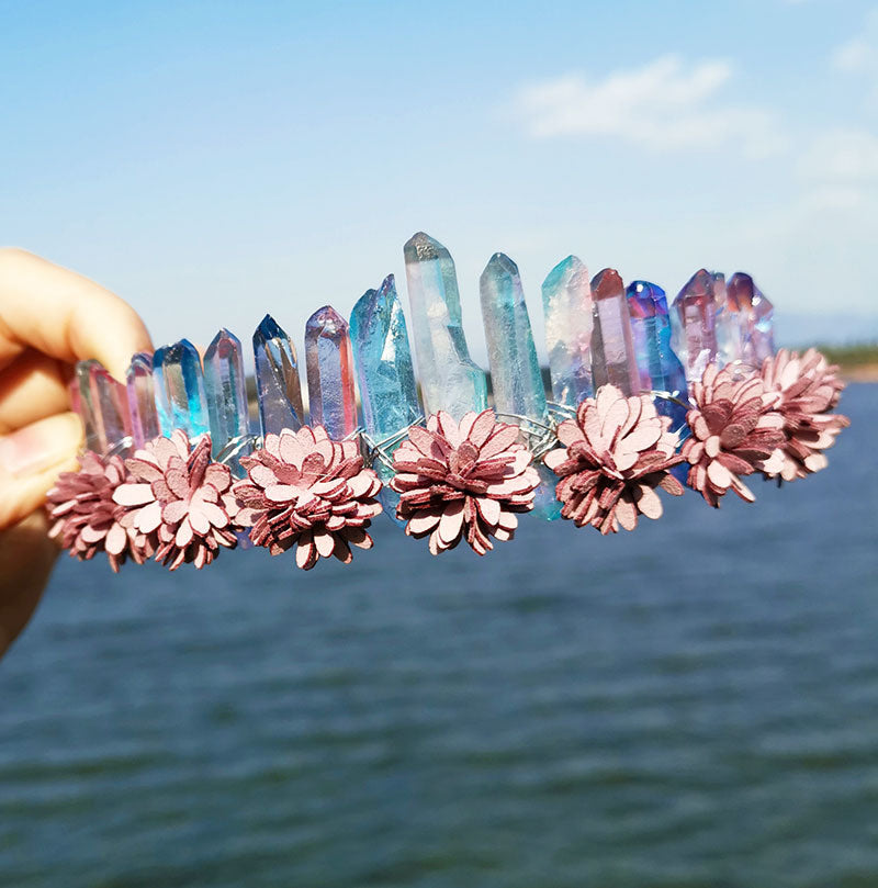 Natural Crystal Rainbow Crown Headband