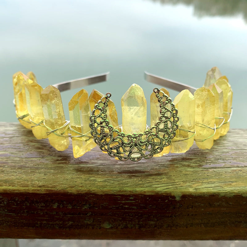 Natural Crystal Rainbow Crown Hair Band