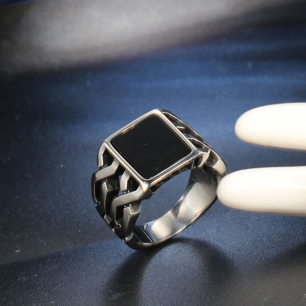 Epoxy Black Titanium Steel Punk Ring