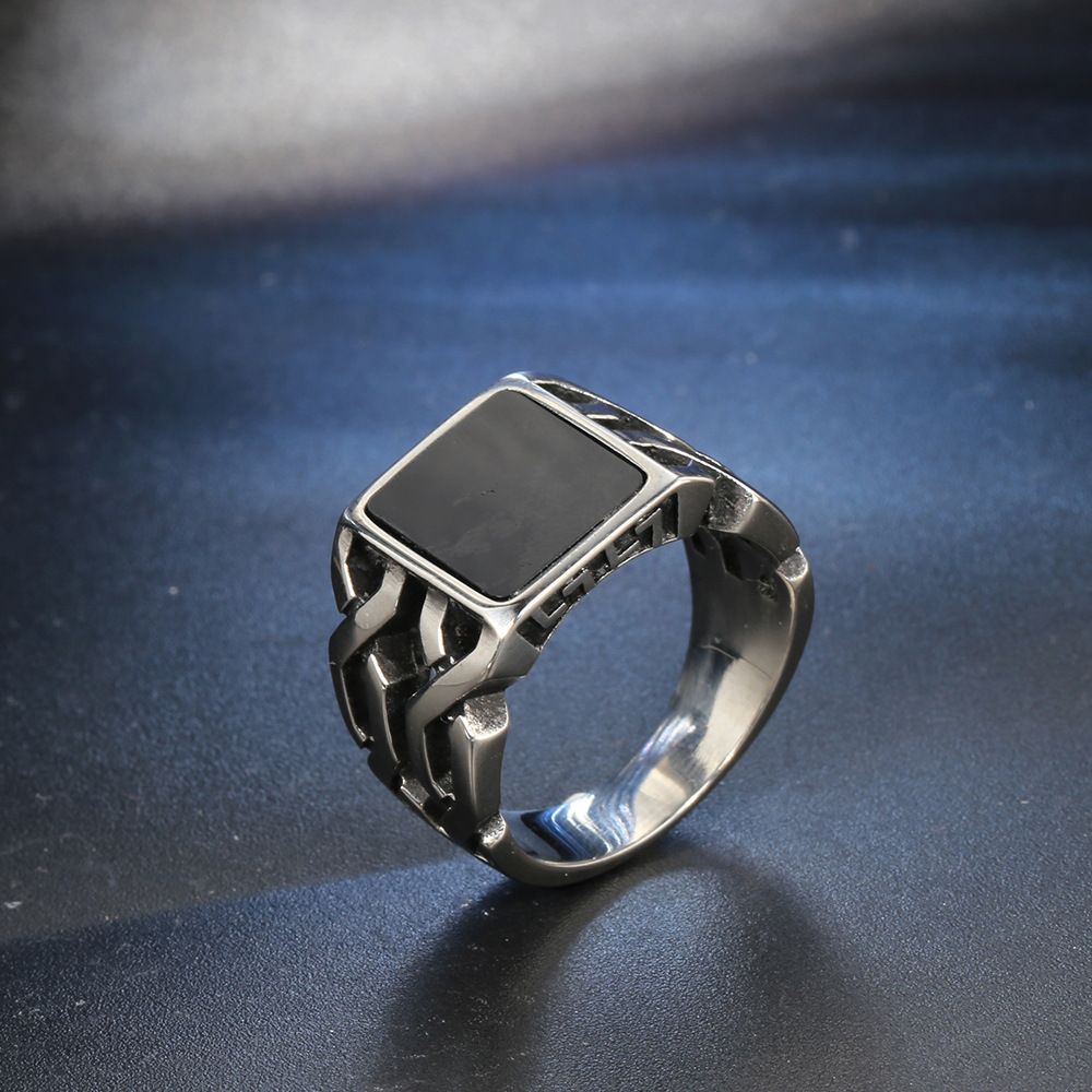 Epoxy Black Titanium Steel Punk Ring