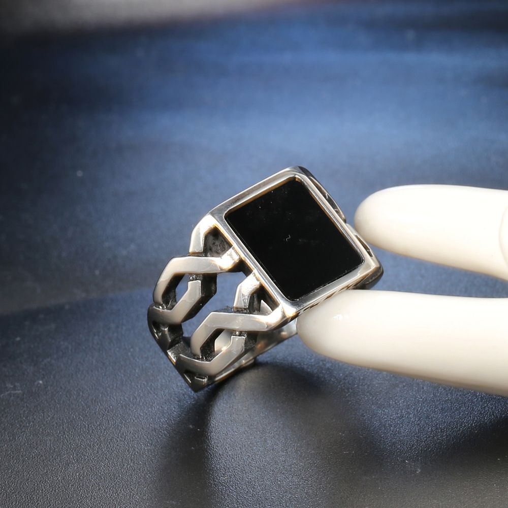 Epoxy Black Titanium Steel Punk Ring