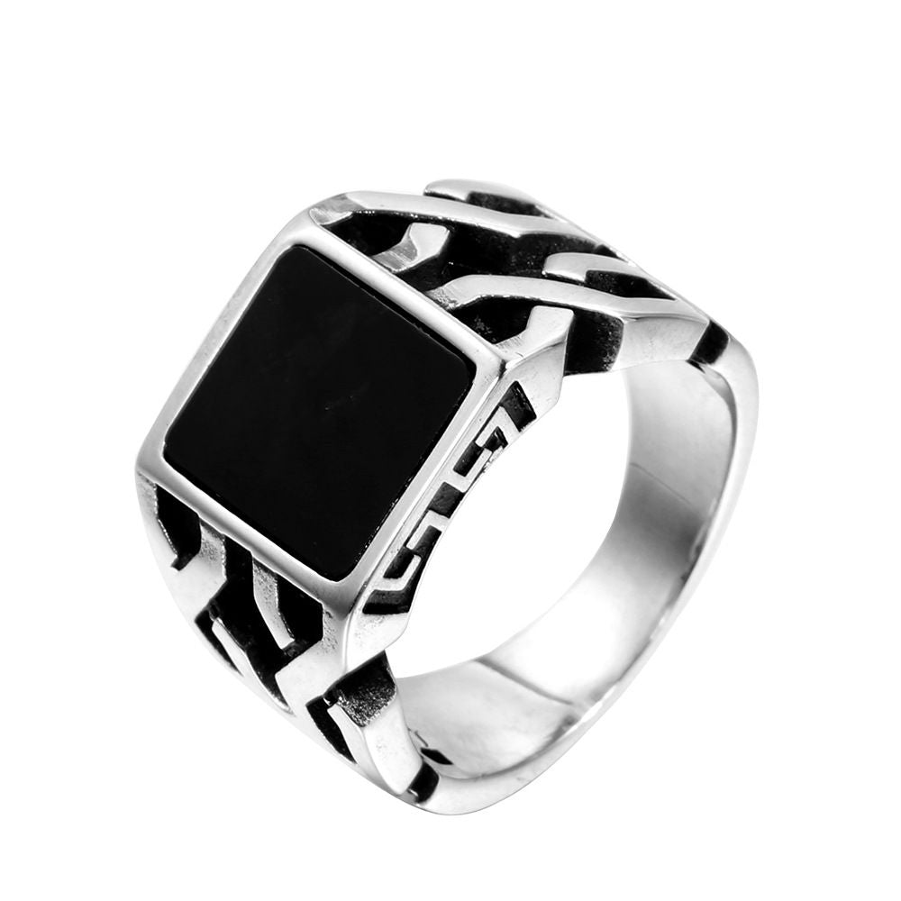 Epoxy Black Titanium Steel Punk Ring