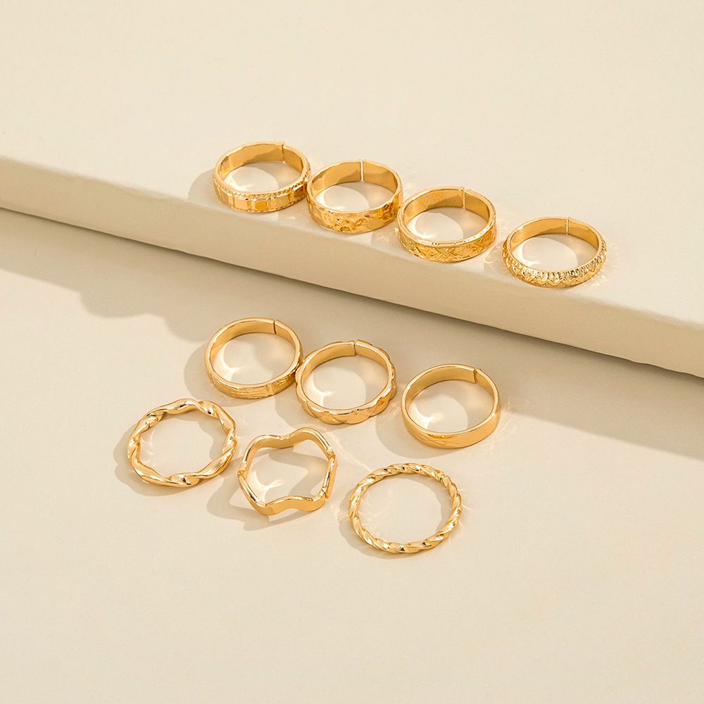 European And American Fashion New Knuckle Ring Set Retro Simple Carved Ring 10 PCs Set Set