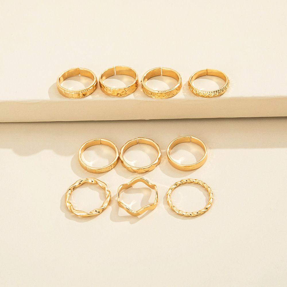 European And American Fashion New Knuckle Ring Set Retro Simple Carved Ring 10 PCs Set Set