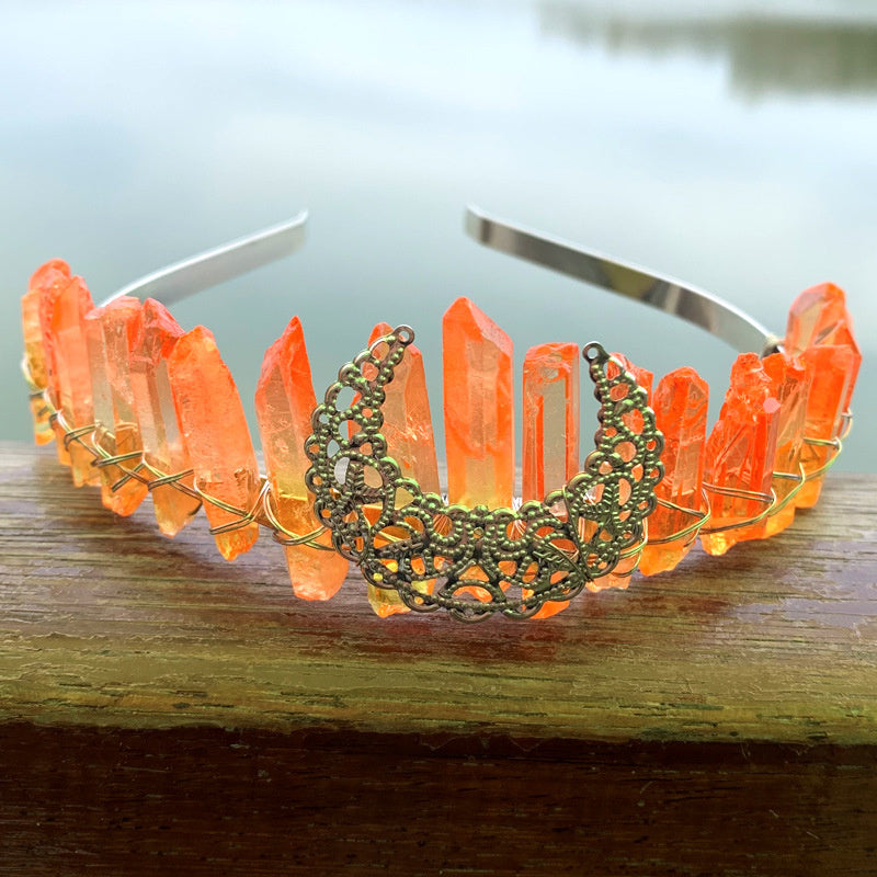 Natural Crystal Rainbow Crown Hair Band