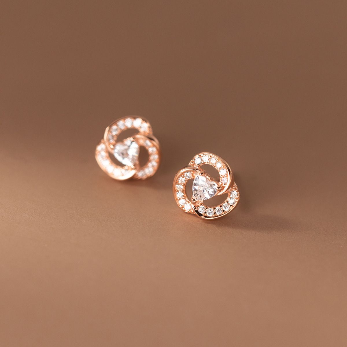 S925 Sterling Silver Diamond Set Trifolium Earrings Female