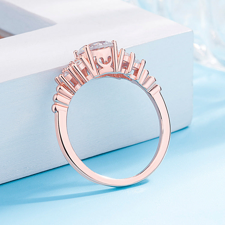 Silver Jewelry Women's Anti-real Diamond Ring Inlaid