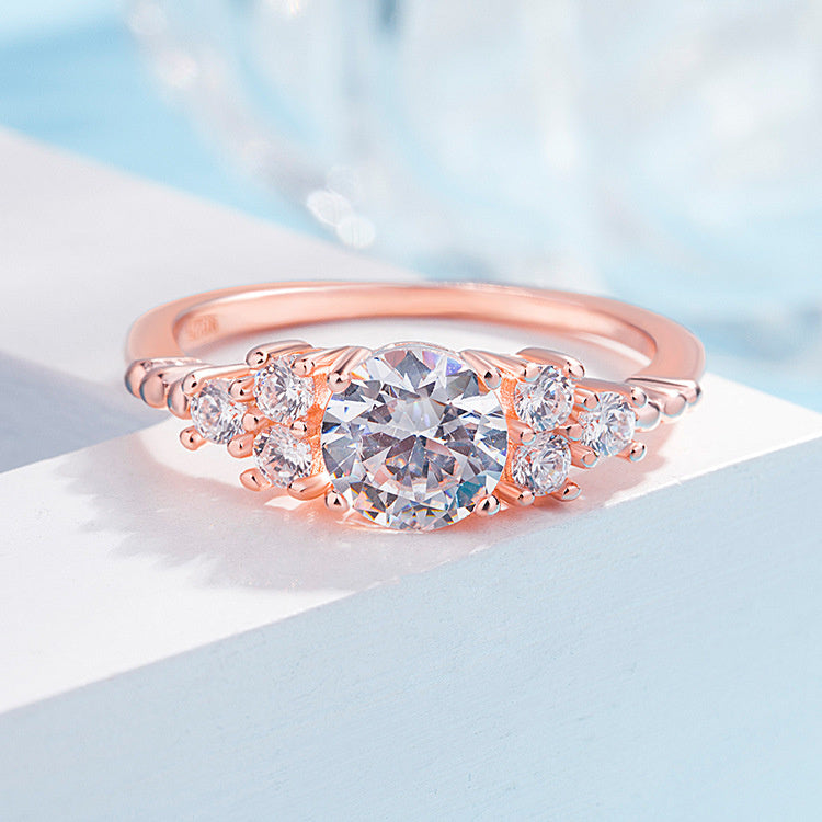 Silver Jewelry Women's Anti-real Diamond Ring Inlaid