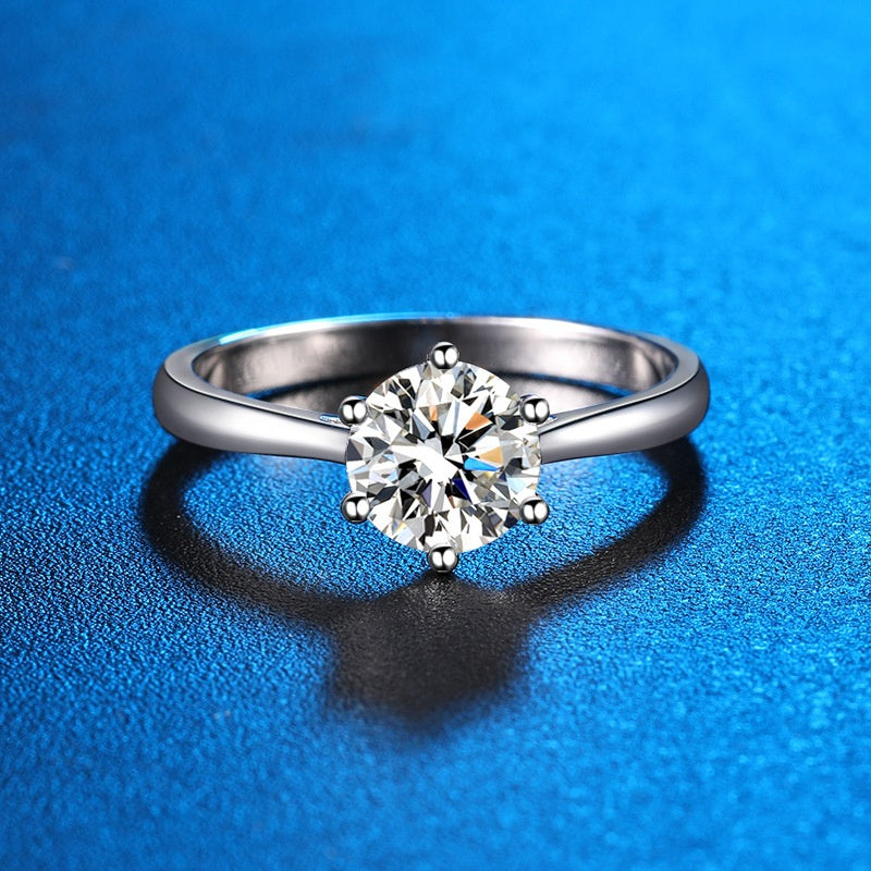 S925 Sterling Silver Women's One Carat Chou Family D Color Moissanite Ring