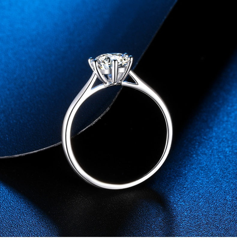 S925 Sterling Silver Women's One Carat Chou Family D Color Moissanite Ring